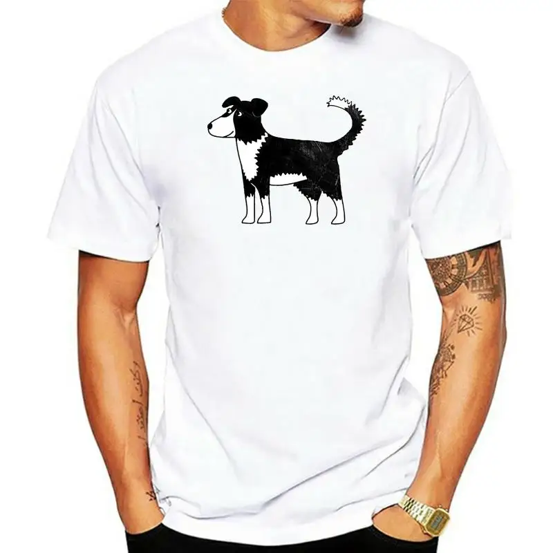 Men Short sleeve tshirt Border Collie Cartoon Dog Art   Collie   T Shirt Women t-shirt