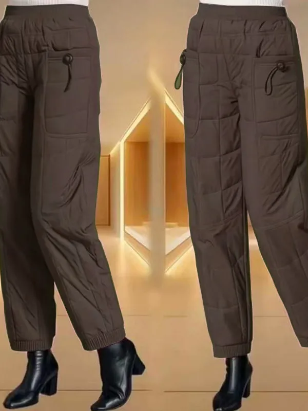 Women's Warm down Trousers Harlan Loose Fit Straight Leg Pants Elastic Waist Autumn Winter Fashion plus Size Cotton Pants