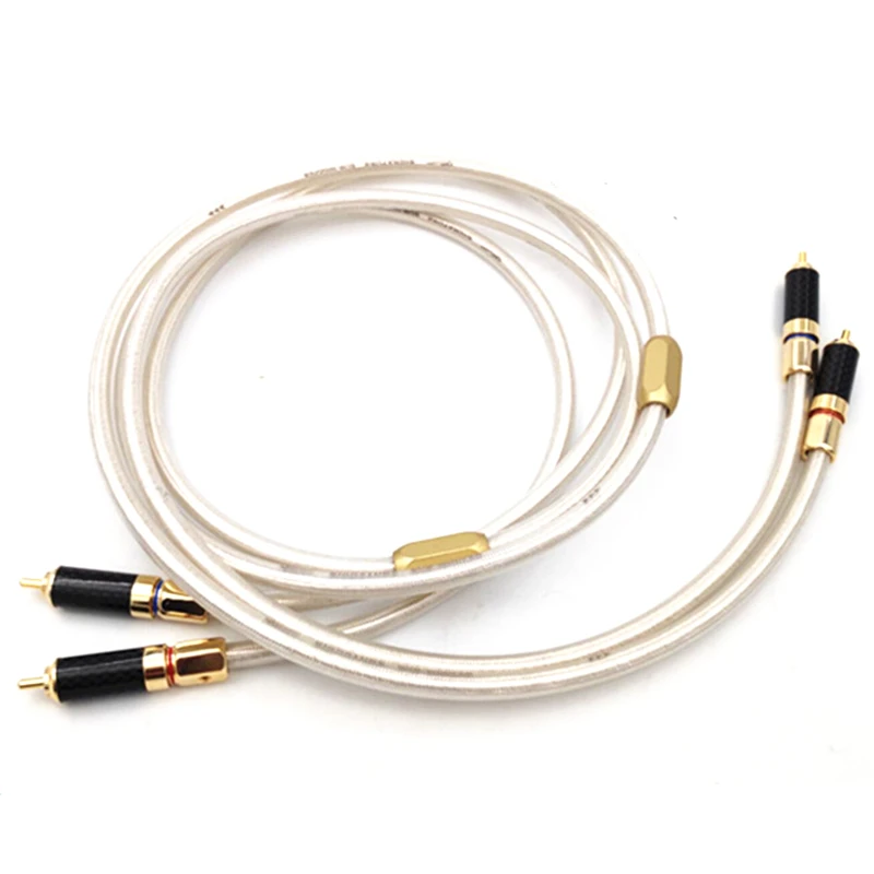 HIFI QED Silver Plated Copper RCA Cable 4 Cores HiFi Audio Interconnect Line with Carbon Fiber Plug