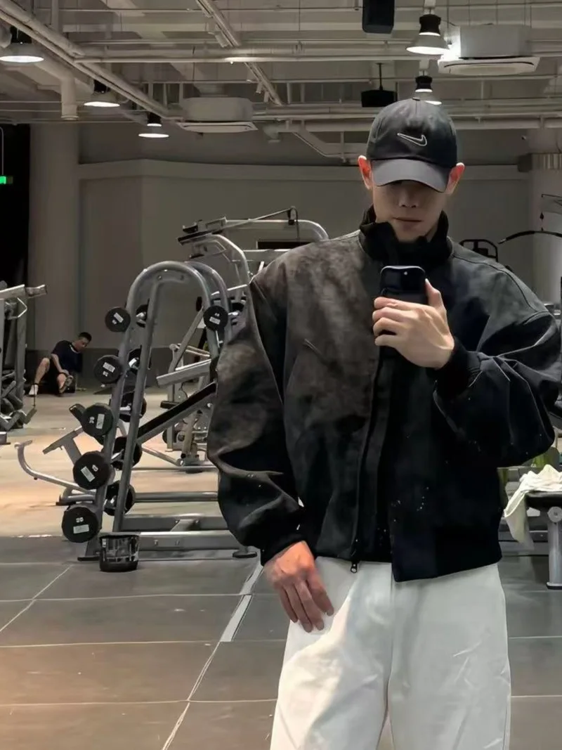 

Мужская куртка-кардиган из искусственной кожи с воротником-стойкой, свободного кроя, на весну-осень, в стиле ретро, очень большого размера (до 300 фунтов)