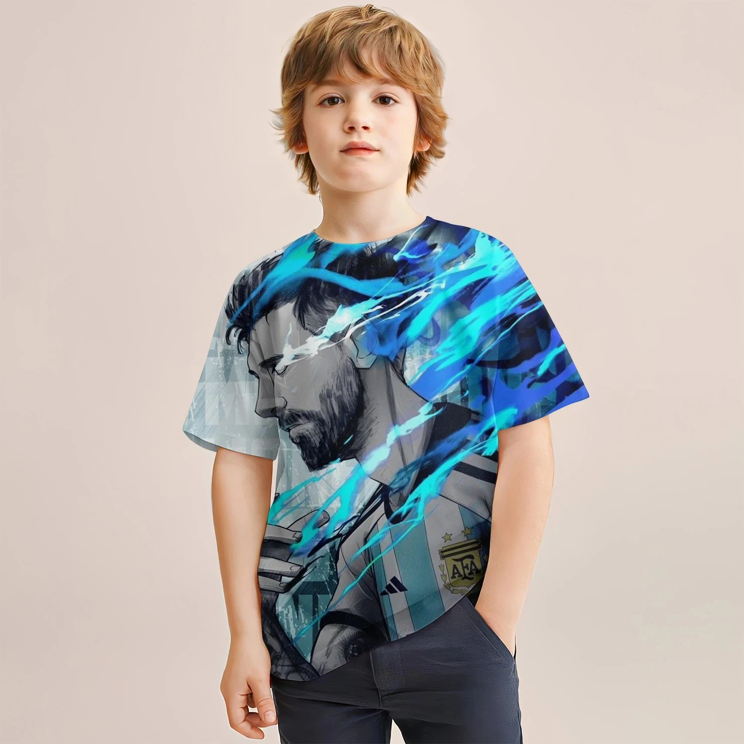 Lamine Yamal Children's 3D Printed T-shirt, Outdoor Comfortable Loose T-shirt, Star Children's Fashion Summer Short Sleeve