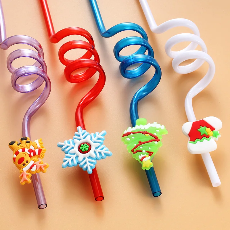 12pcs Christmas Straw, Reusable Plastic Straw for Milk Water Drinking Straws Chrismas Gifts Themed Parties, Christmas Decoration