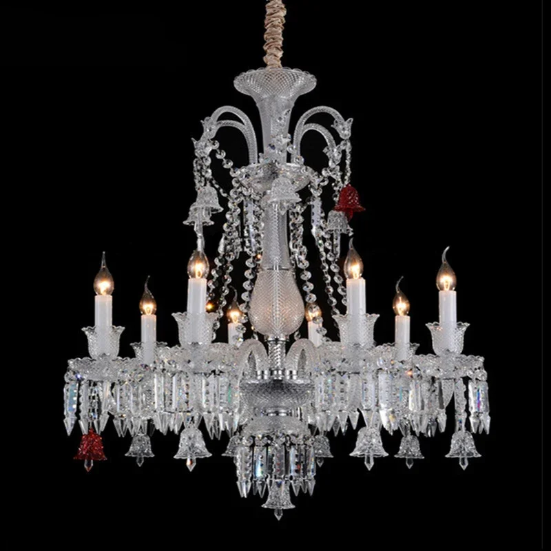 Candle Crystal Chandelier European Luxury Living Room Restaurant Bedroom Hotel Villa  Duplex Building Pendent Lamp