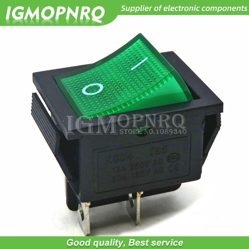 1PCS/lot Power Switch KCD4 4Pin With Light 25x31mm 20A 125VAC 16A 250VAC Rocker Switch 25x31 25*31 ibuw igmopnrq