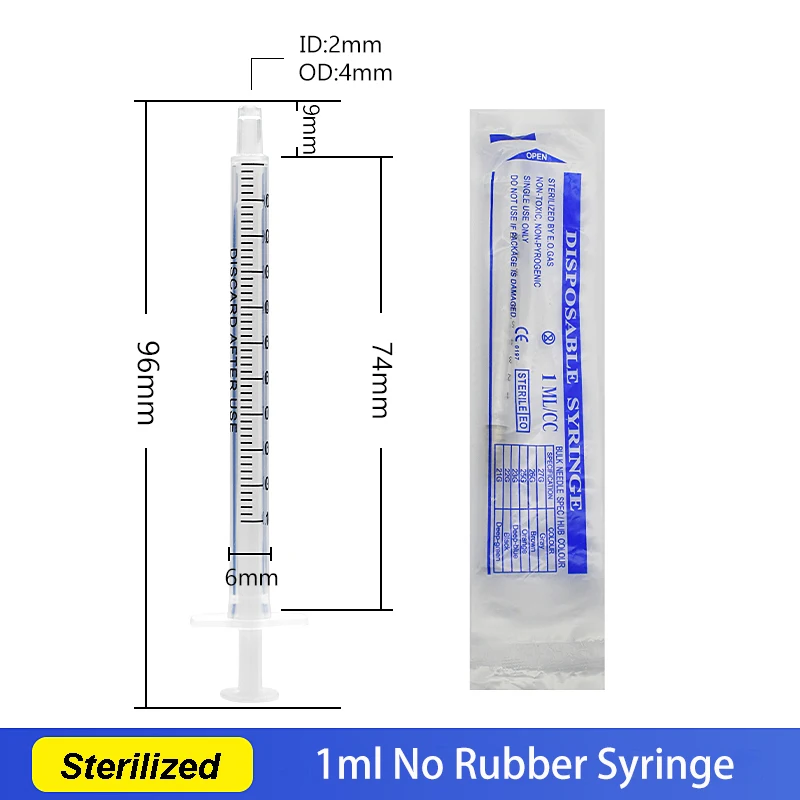 30PCS/100PCS 1ml 2ml 5ml 10ml No Rubber Plunger Syringe , HPLC Syringe Sampler,Plastic Without Rubber Stopper Syringe For Lab