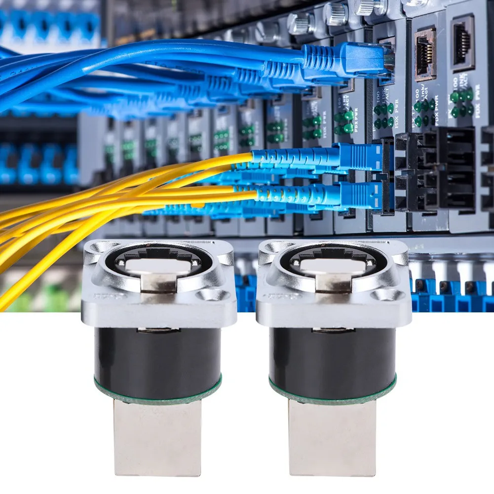 2Pcs RJ45 Right Angle Connector Fire Retardant Insulator Material YTRJ45 Aviation Plug