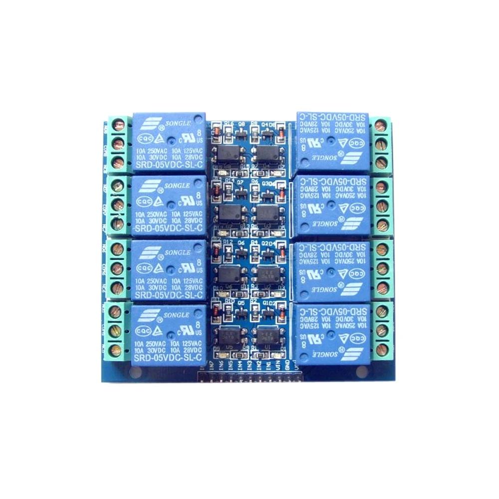 ​8 Way Relay Module 5V 10A On Board EL817 Optocoupler Relay Board Single-way Low Level Trigger Relay Support 3.3V/5V Level