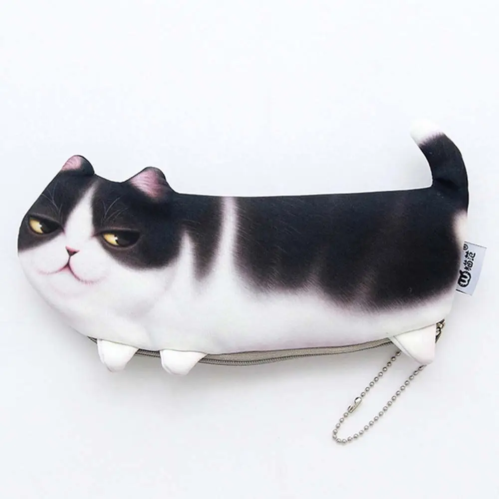 Kawaii Girl Soft Cloth Student Gift Pencil Box School Supplies Simulation Cartoon Cat Pencil Case Storage Organizer Pen Bag