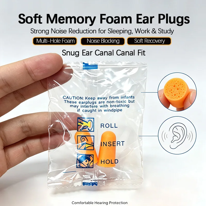 Noise-Canceling Earplugs PU Foam Noise Reducing Sleep Individually Packaged for Work and Study Noise Canceling Anti Snoring