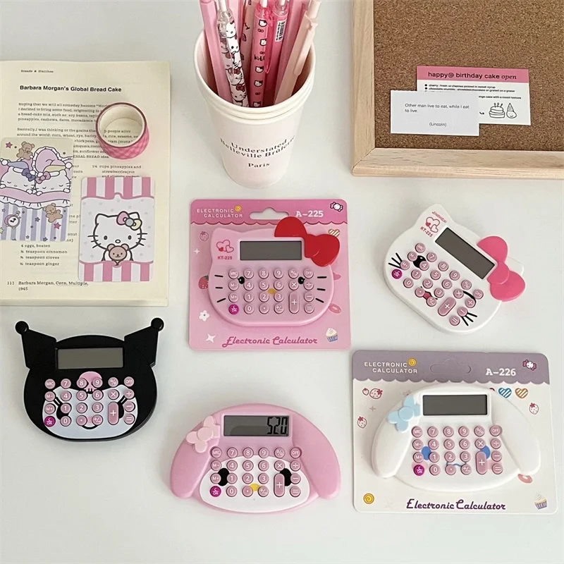 

Sanrio Hello Kitty Kuromi Calculator Cartoon Modeling 8 Digits Portable Office Supplies Student School Supplies Cute Girly Gift