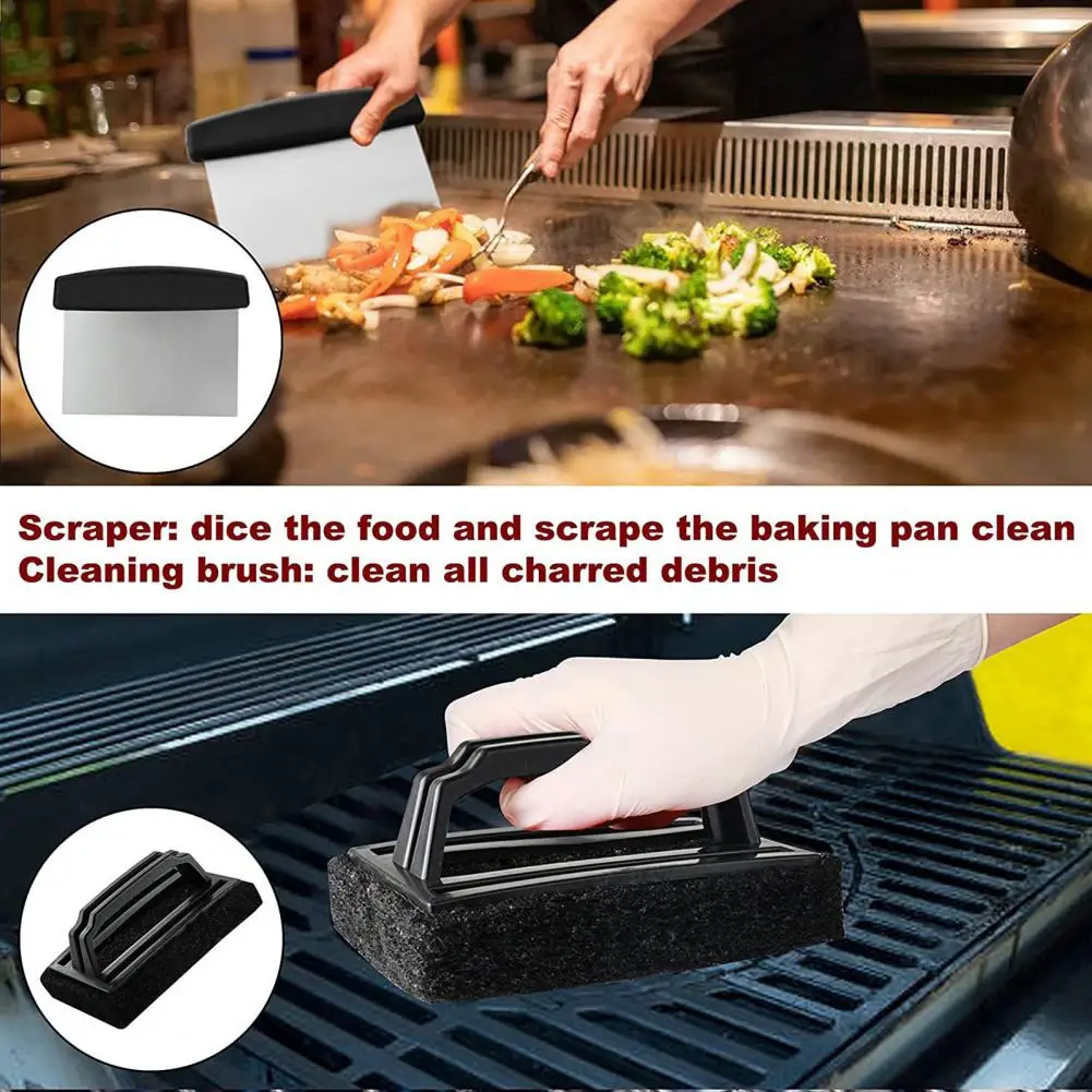 Bbq Grill Kit Professional Griddle Accessories Kit Bbq Spatula Set Egg Ring Squeeze Bottle Brush Reusable Outdoor Grill Tools