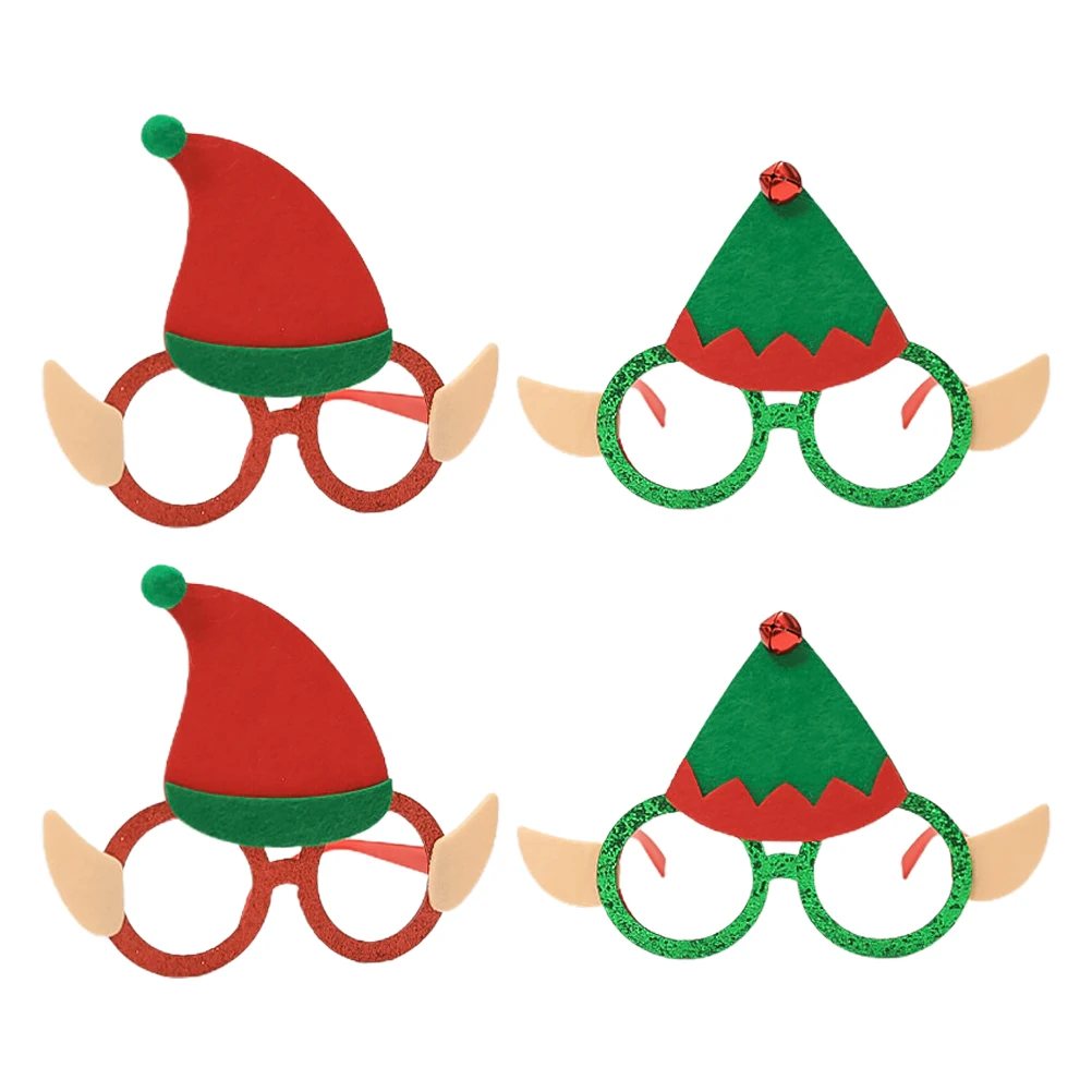 4 Stück Elfenbrillen, Weihnachtsfeierbrillen, dekorative Kinderkostüm-Requisiten, lustiges kreatives Design, leichte Weihnachtsbrillen