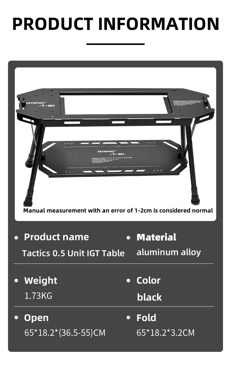 Tryhomy IGT 0,5 Einheit Campingtisch Aluminiumlegierung Doppelschichtiger IGT-Tisch Erweiterbarer taktischer Tisch für eine Person – Detail 1