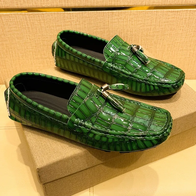 

Fashion Leather Soft Shoes Business Shoes White Driving Loafers Light Slip on Shoes for Men Elegant Casual Party Wedding Shoe