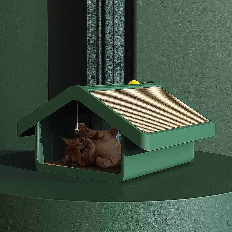 Cat Cardboard House Corrugated Paper Pet Scratch Cat Cardboard Cat Scratcher Board with Toy