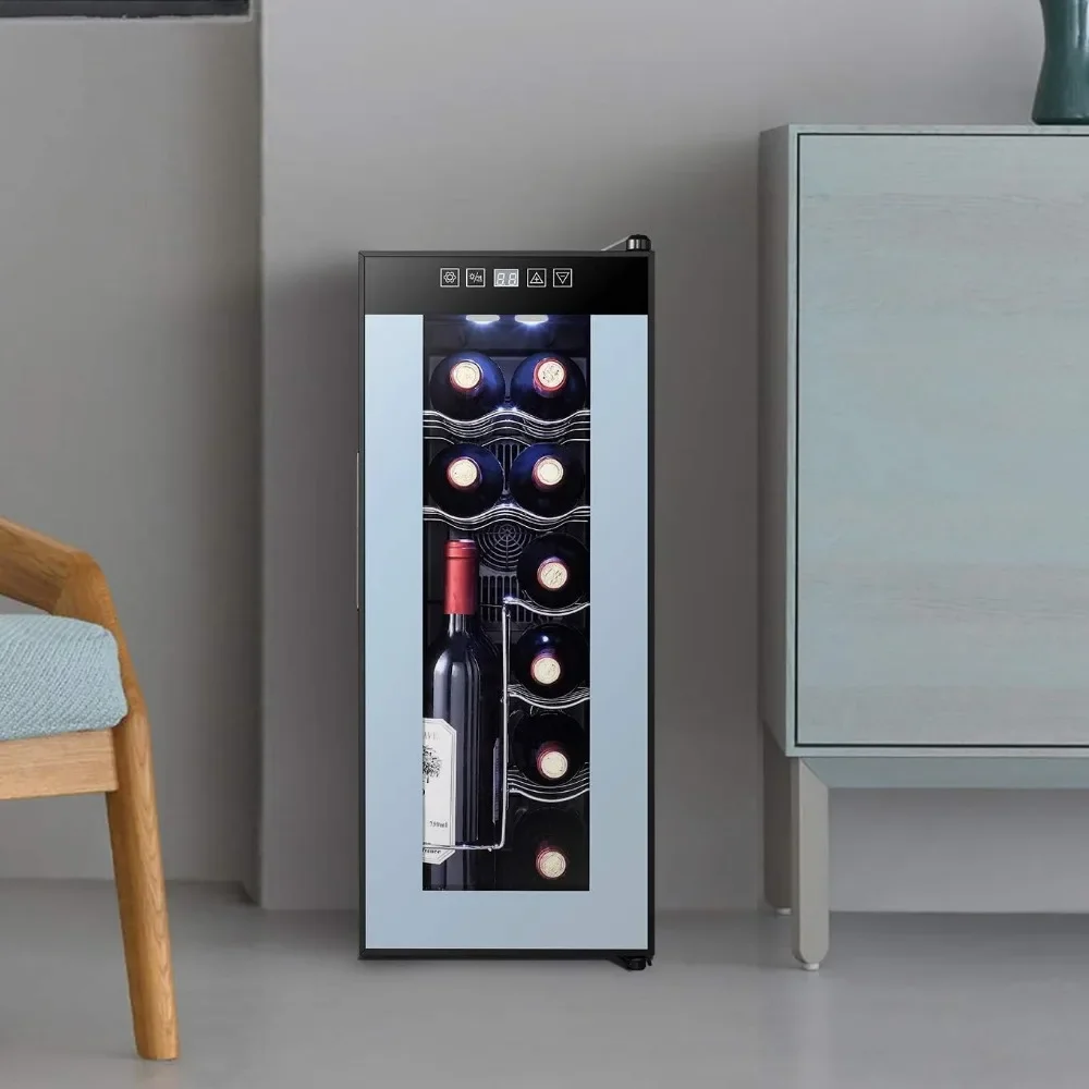 Wine Refrigerator with Thermoelectric Cooling, Vertical and Horizontal Storage, Leakproof & Quiet Mini Fridge, Wine Cooler