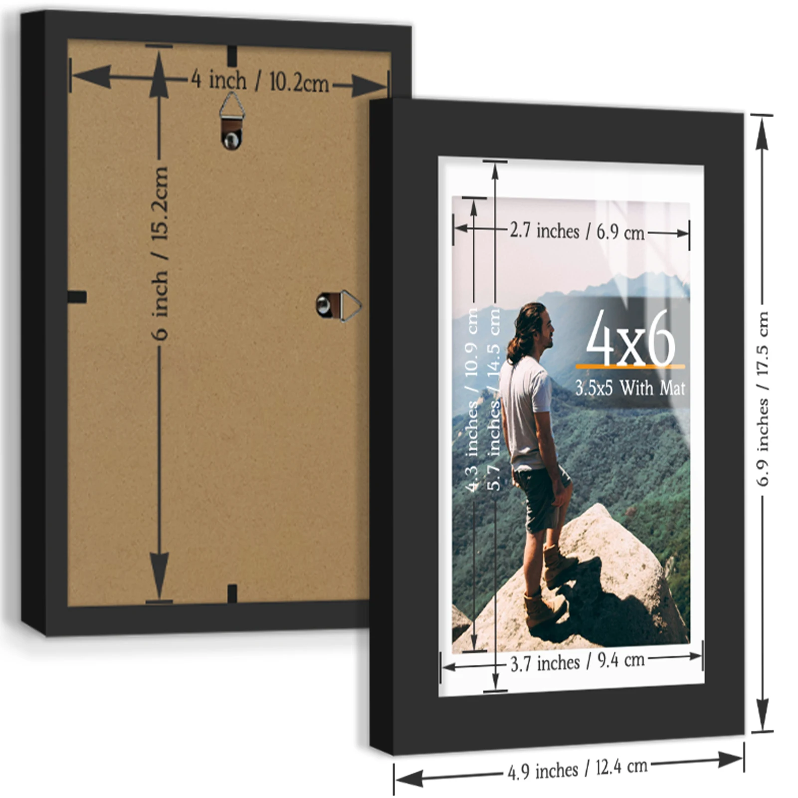 3pcs 4x6 Picture Frames Boxed Set, Display Pictures 3.5x5