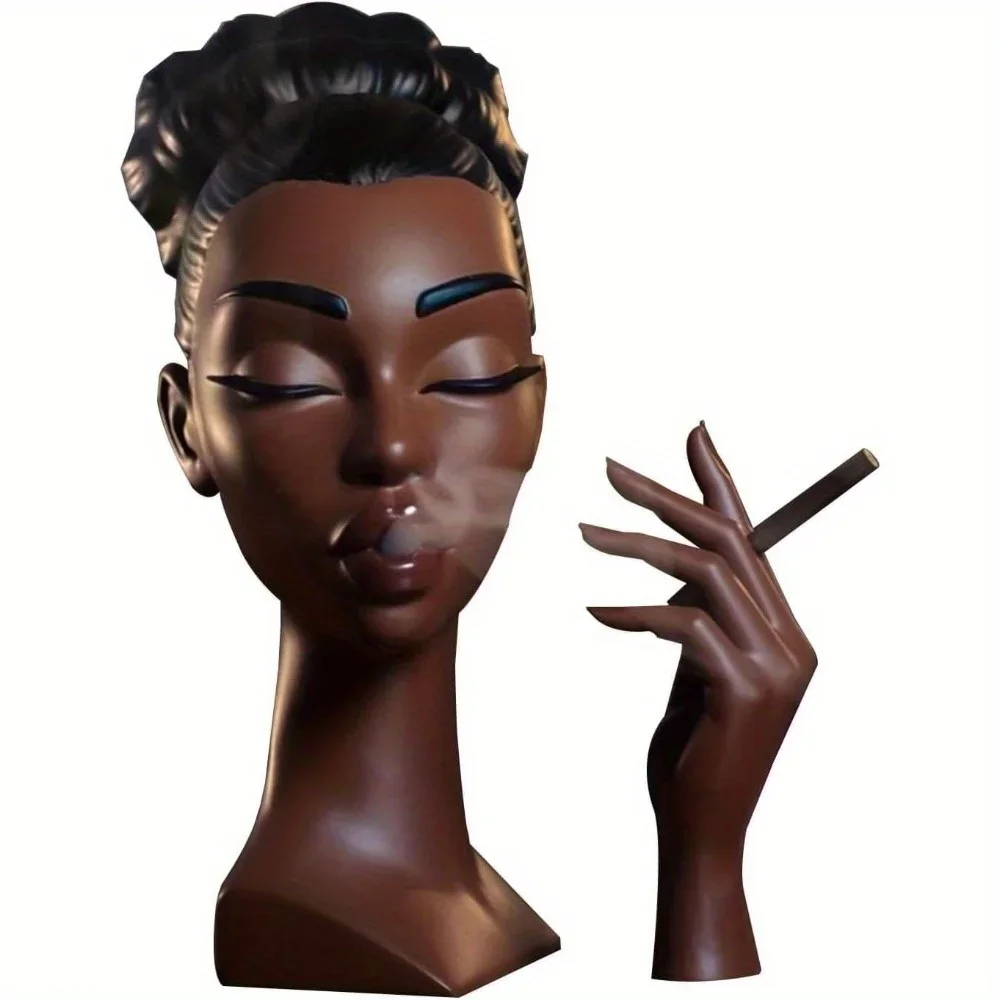 

Headscents-Head Incense Burner Black Women Face Resin Incense Censer Incense Stick Holder for Living Room Bedroom Office
