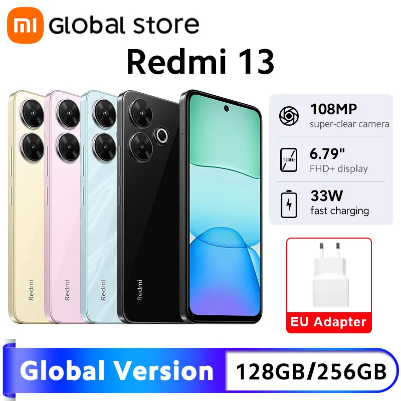 

New Global Version Xiaomi Redmi 13 Smartphone 90Hz 6.79" FHD+ display MTK Helio G91-Ultra 108MP camera massive 5030mAh battery