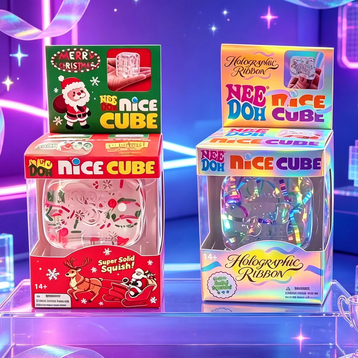 NeeDoh Xmas Santa Nice Cube  Squeeze Sensory Knead Stretch Anxiety Relief ADHD Fidget Leisure Adult Christmas Gift