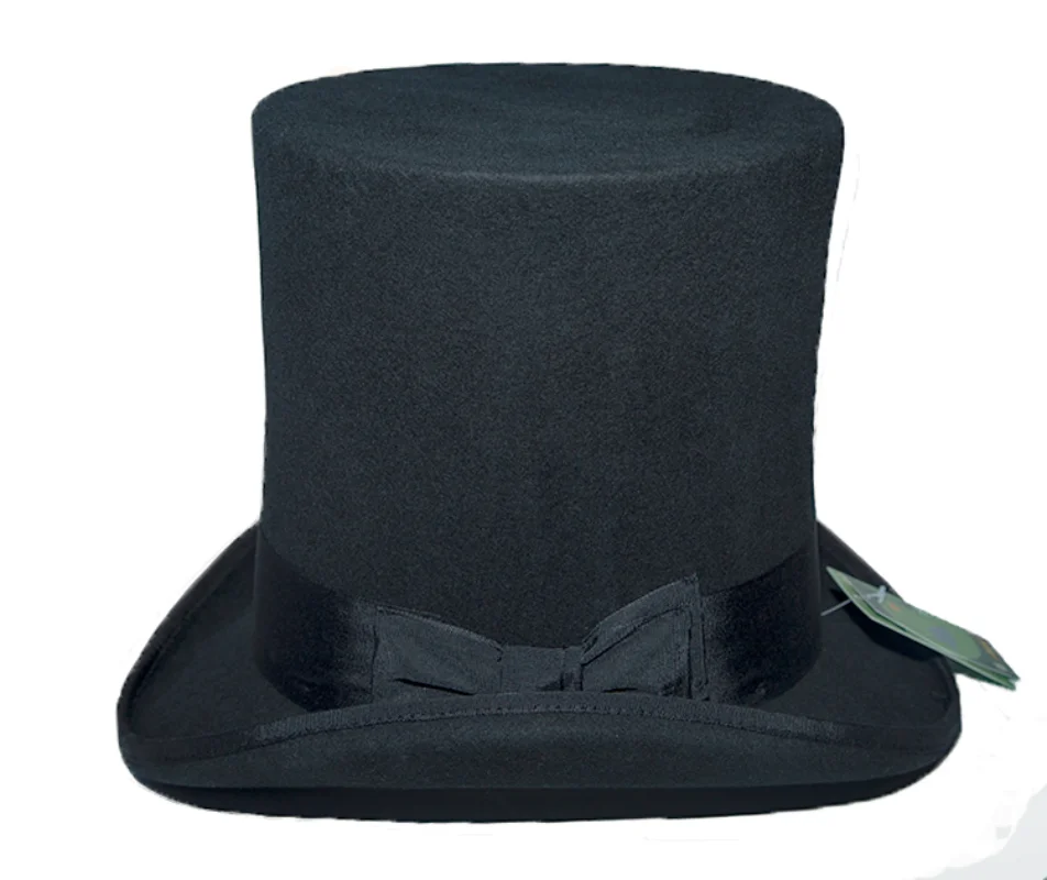 23cm High Top Hat Traditional Wool Fedora Cylinder Hat Topper Chimney Pot Hat Stove Pipe Hat Wedding Wear Stage Magic Costumes