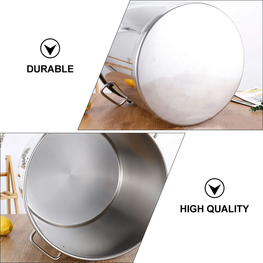

Stainless Steel Pot Large Capacity Soup Pot Rice Container Oil Bucket Water Basin Kitchen Supplies Thickened Design Lid