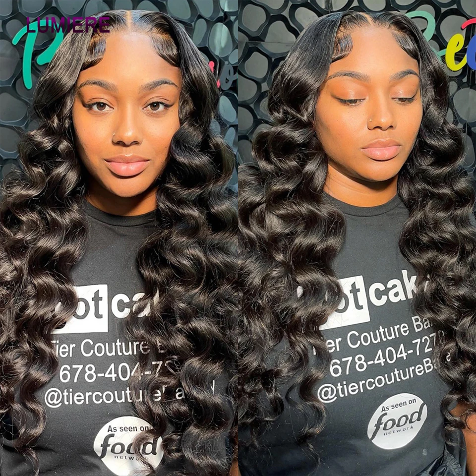 Lumiere 28 30 Inch Loose Deep Wave Human Hair 3/4 Bundles Deal 100% Virgin Raw Brazilian Hair Weave Hair Extensions Double Weft