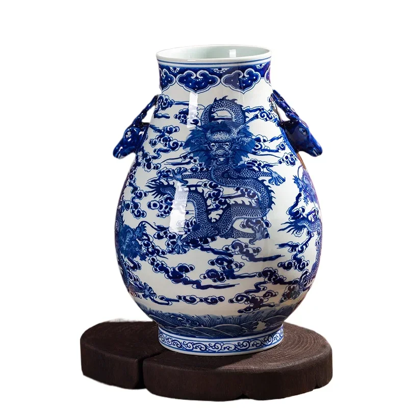 

High-end, antique, binaural ceramic vase, decorative ornaments, hand-painted, high-end ceramic jewelry, Jingdezhen ceramic vase