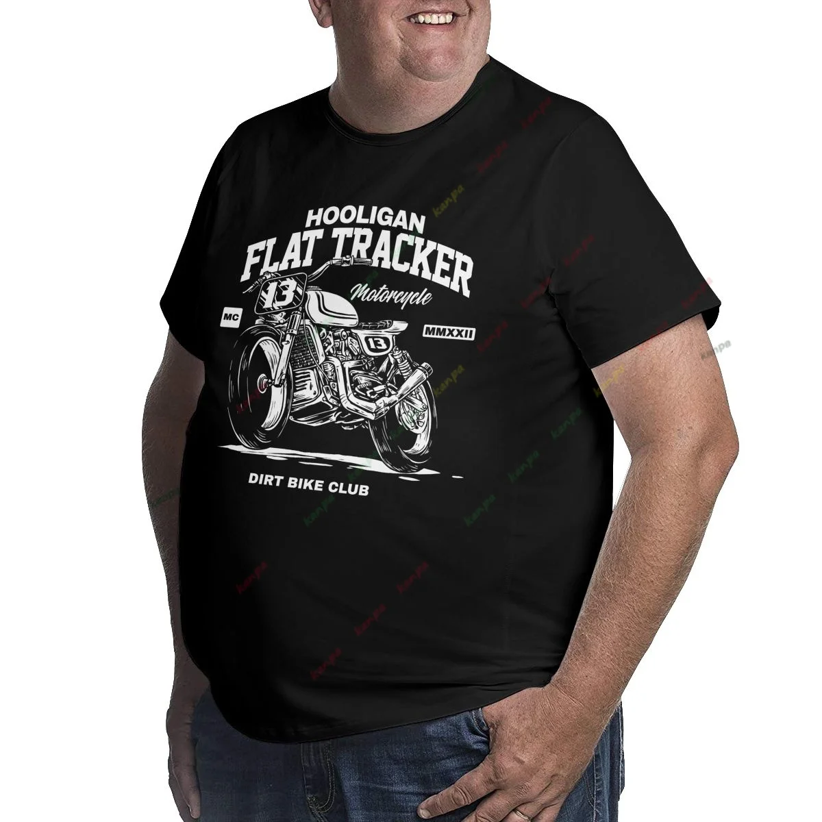 Plus Size 2026 New Motorcycle Print Cotton Blend Tee Men Unisex Heavyweight Vintage Sport Top 6xl 5xl Black Funny Fahion
