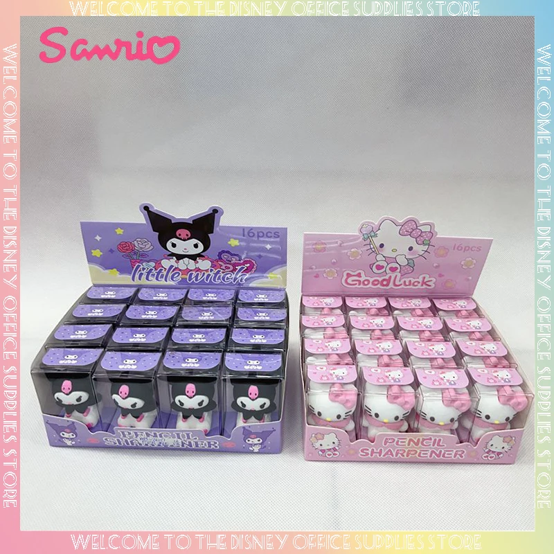 

Sanrio Hello Kitty Kuromi Melody Pencil Sharpener Eraser 8/16pcs Creative Cartoon Kawaii Stationery Cute Students School Supply