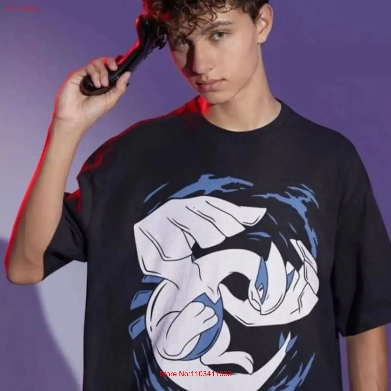 Lugia tee videogame t camisa anime japonês vintage lavado esticado moda ligeiramente gráfico versátil casual