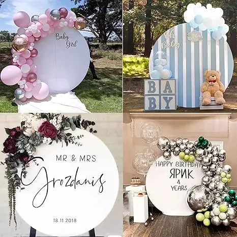 Any Dia Round Arch Backdrop Spandex Cover for Circle Stand Custom Your Image for Baby Shower Wedding Birthday Decor Backdrop