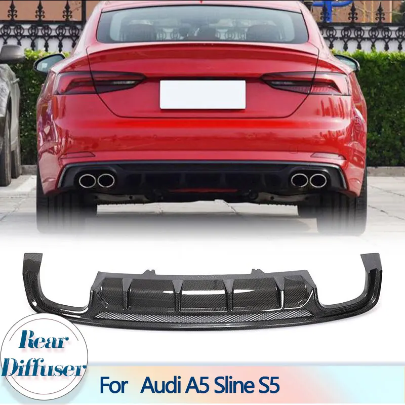 

Car Rear Bumper Diffuser Lip Spoiler For Audi A5 Sline S5 4-Door 2017-2019 Carbon Fiber Racing Rear Diffuser Apron Lip Body Kit