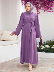 Eid Ramadan Diamond Beads Muslim Women Open Abaya Maxi Dresses Turkey Kaftan Arab Long Robe Dubai Islam Caftan Jalabiya Vestidos