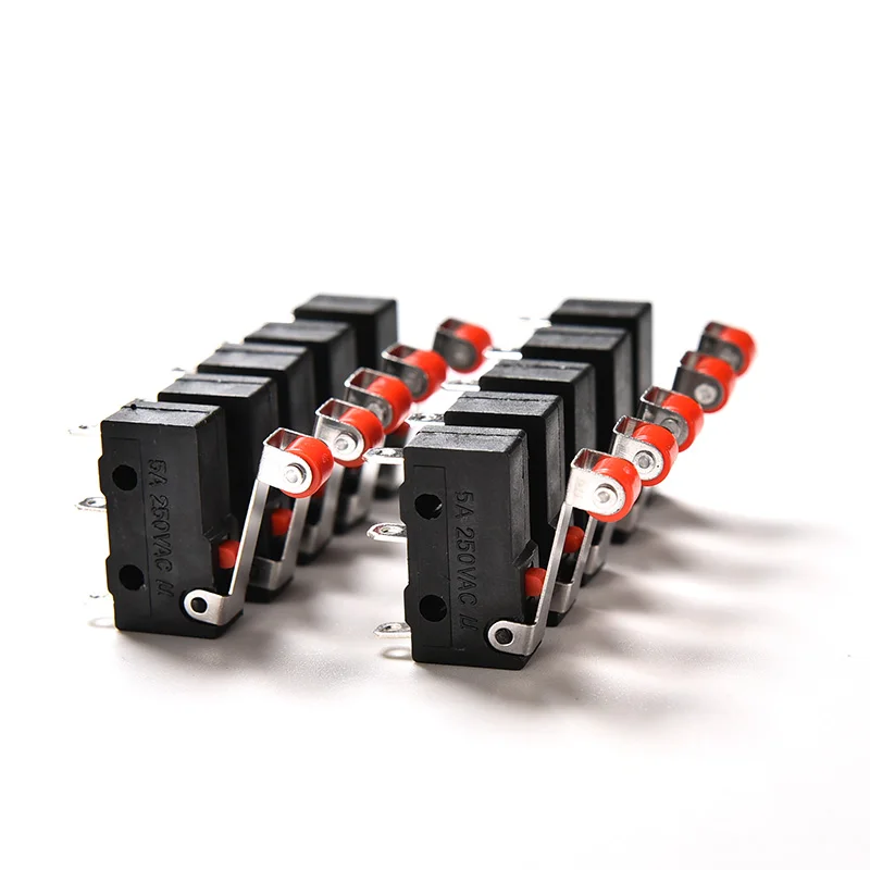 10Pcs Micro Roller Lever Arm Open Close Limit Switch KW12-3 PCB Microswitch