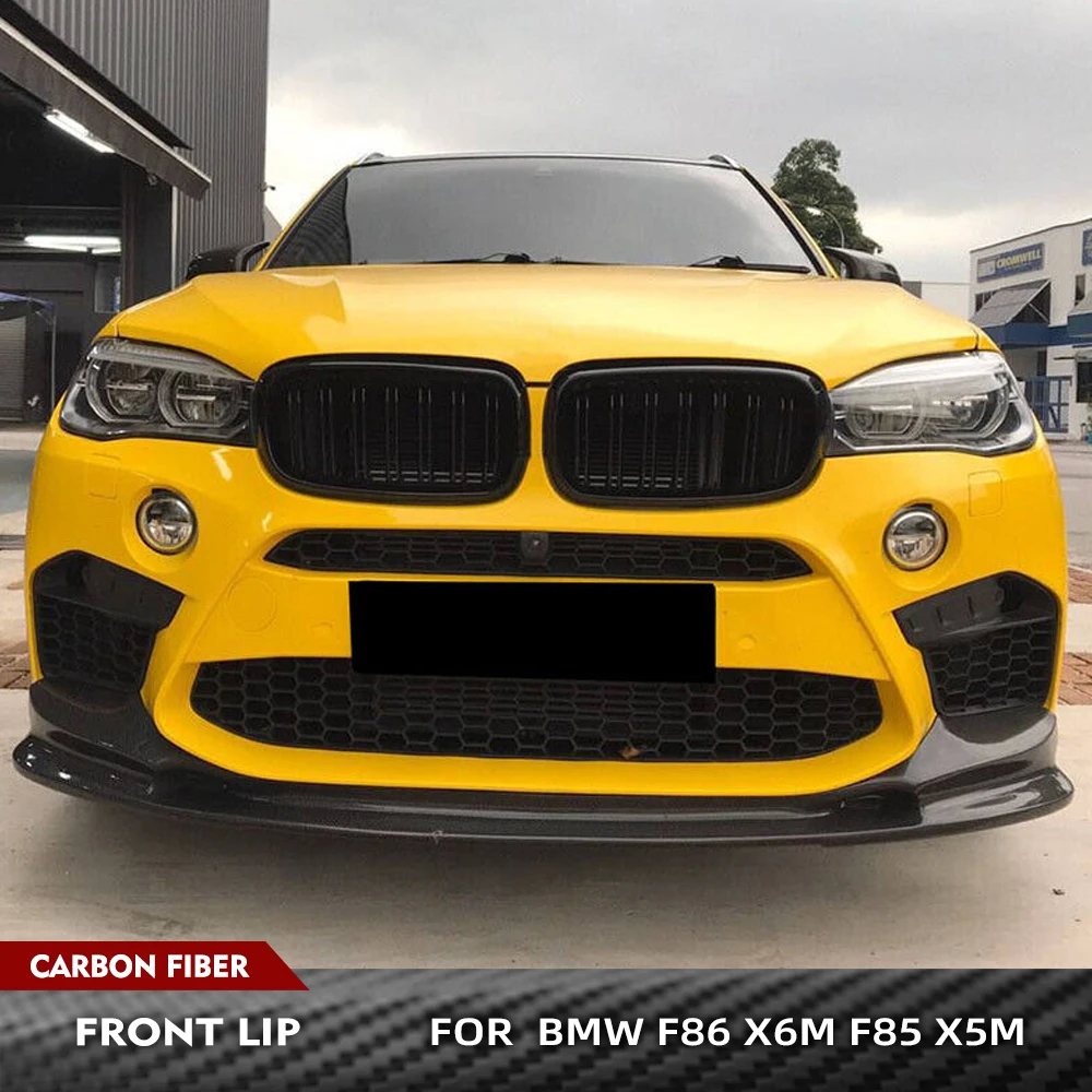 Car Body Kits Front Bumper Lip for BMW F85 X5M F86 X6M 2015 - 2018 Carbon Fiber Car Front Bumper  ChinLip Spoiler Splitters