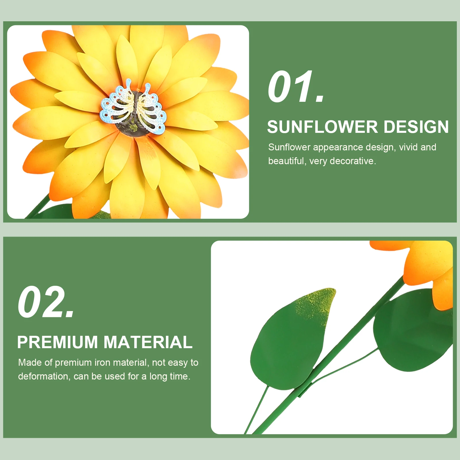 

Iron Art Sunflower Garden Decoration Compact Metal Flower Decor Yard Outdoor Garden Stakes Metal Spring Outdoor Decor