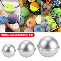 2 unids/set de moldes redondos de aleación de aluminio para bomba de baño, herramienta de bricolaje, bomba de baño, bola de sal, regalos de artesanía casera, molde esférico semicircular de Metal