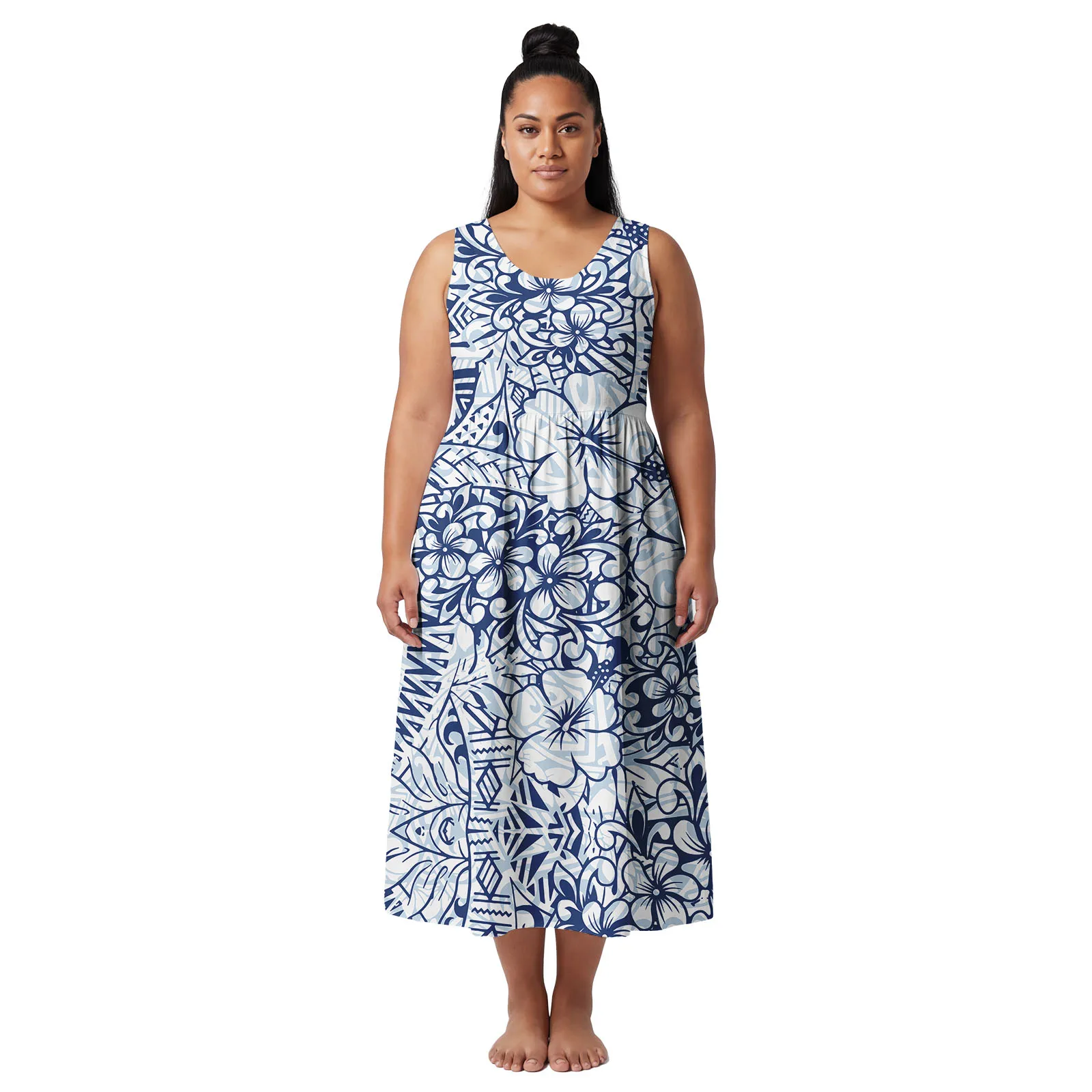 Custom Plus Size Clothes Polynesian Ethnic Style Maxi Skirts Creativity Design Lady Aloha Dresses Tribal Samoan Dress for Women view 3