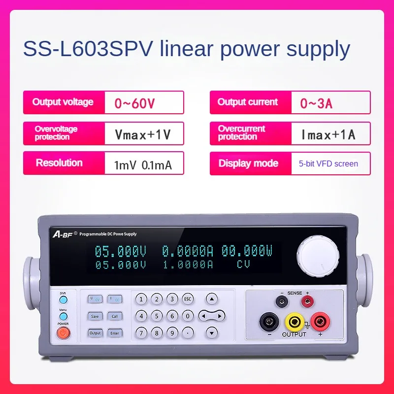 A-BF pannello VFD a 5 bit alimentatore cc lineare programmabile ad alta precisione 30V SS-L603SPV alimentatore di controllo del programma a bassa ondulazione