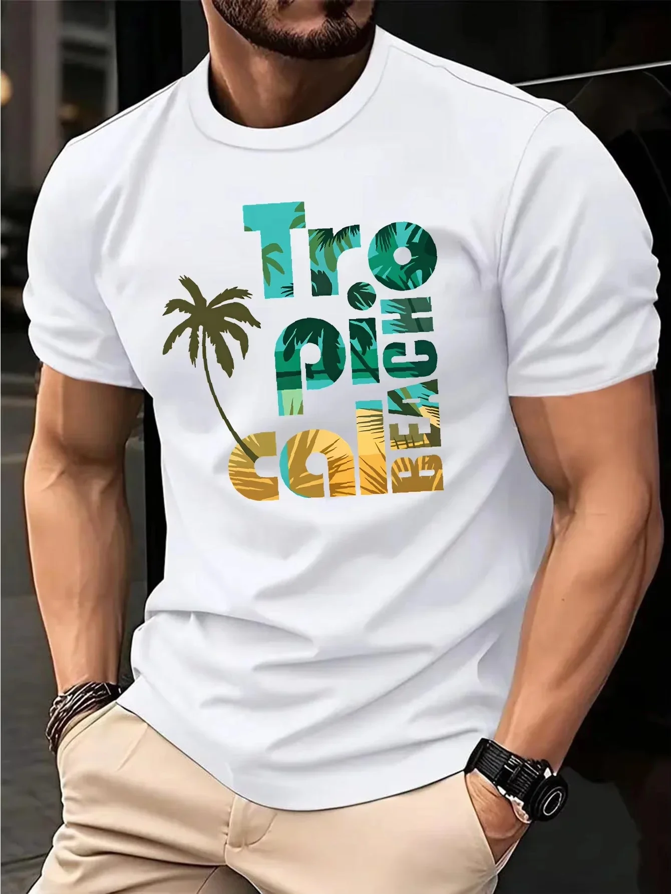 Summer Vacation Beach Scene Car Men T Shirt Graphic Vintage Beach Bus Surf Sport Cloth Retro Surfing Board Tops SUP Men Tees