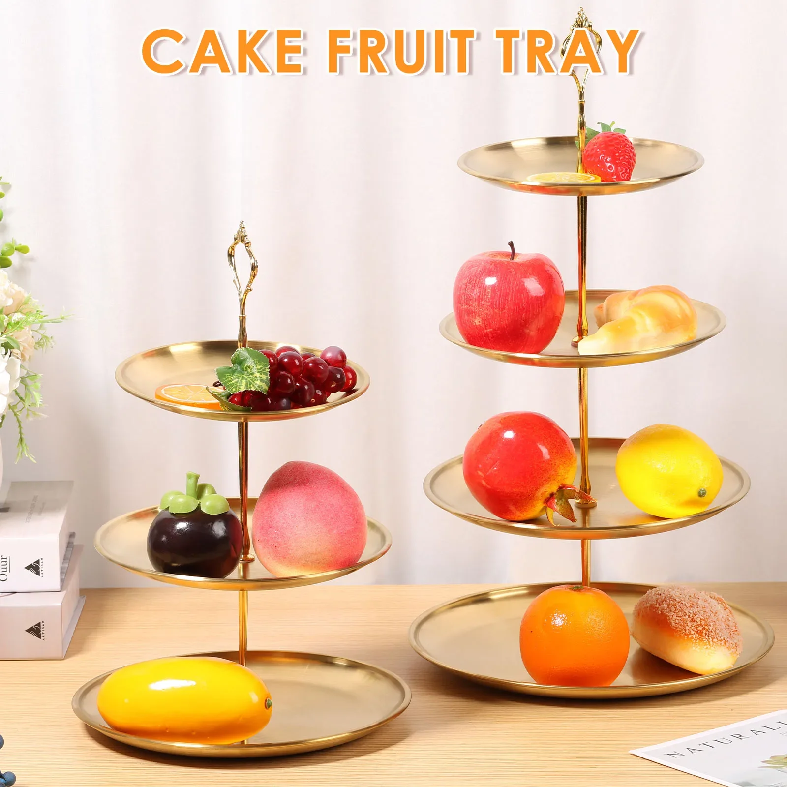 

3/4-layer Stainless Steel Cake Tray Snack Dessert Display Stand Wedding Party Table Birthday Decoration Rack Dessert Plate