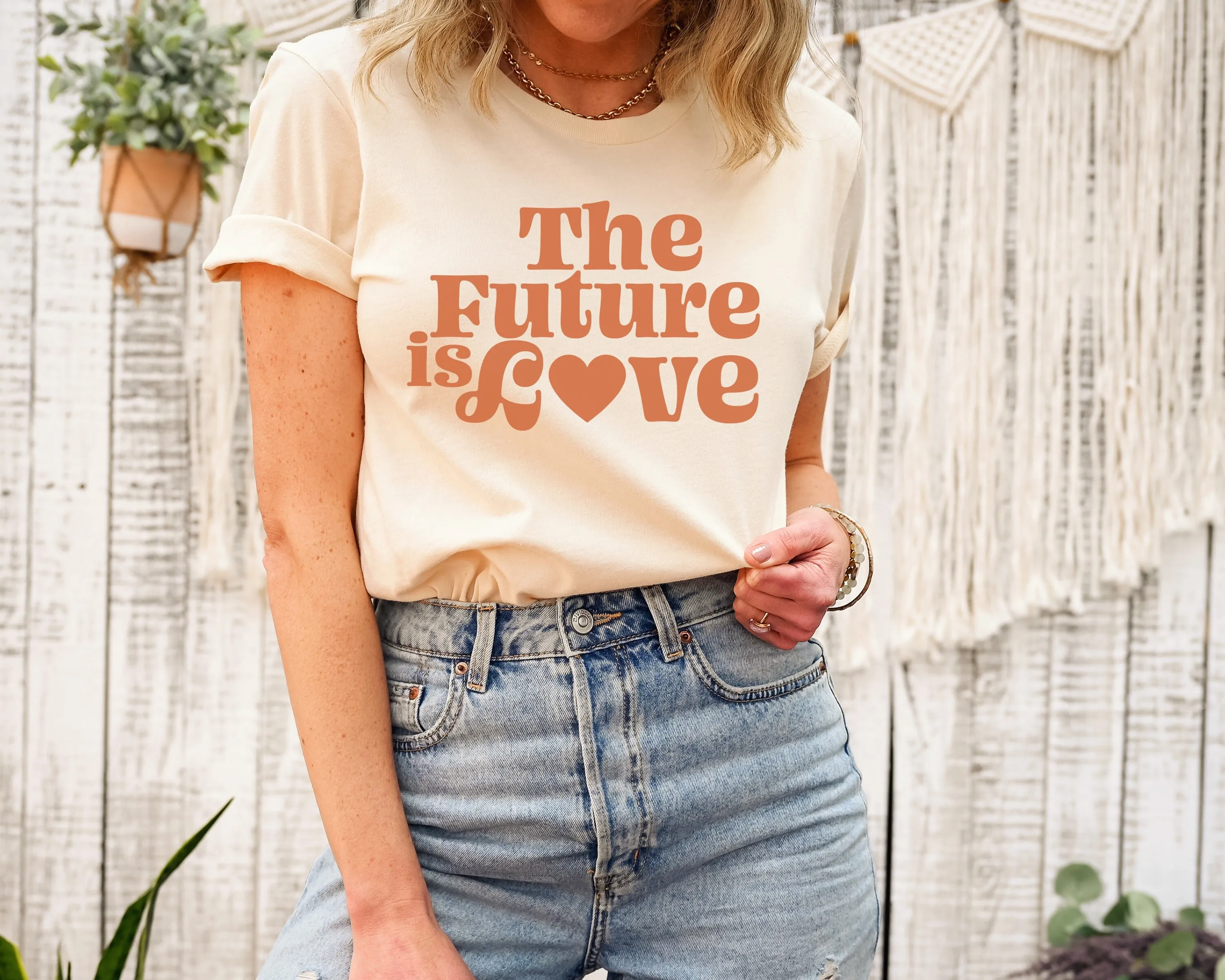 

The Future Is Love T Shirt Inclusive Equality 70s Retro Hippie Pride Month Female Oversized