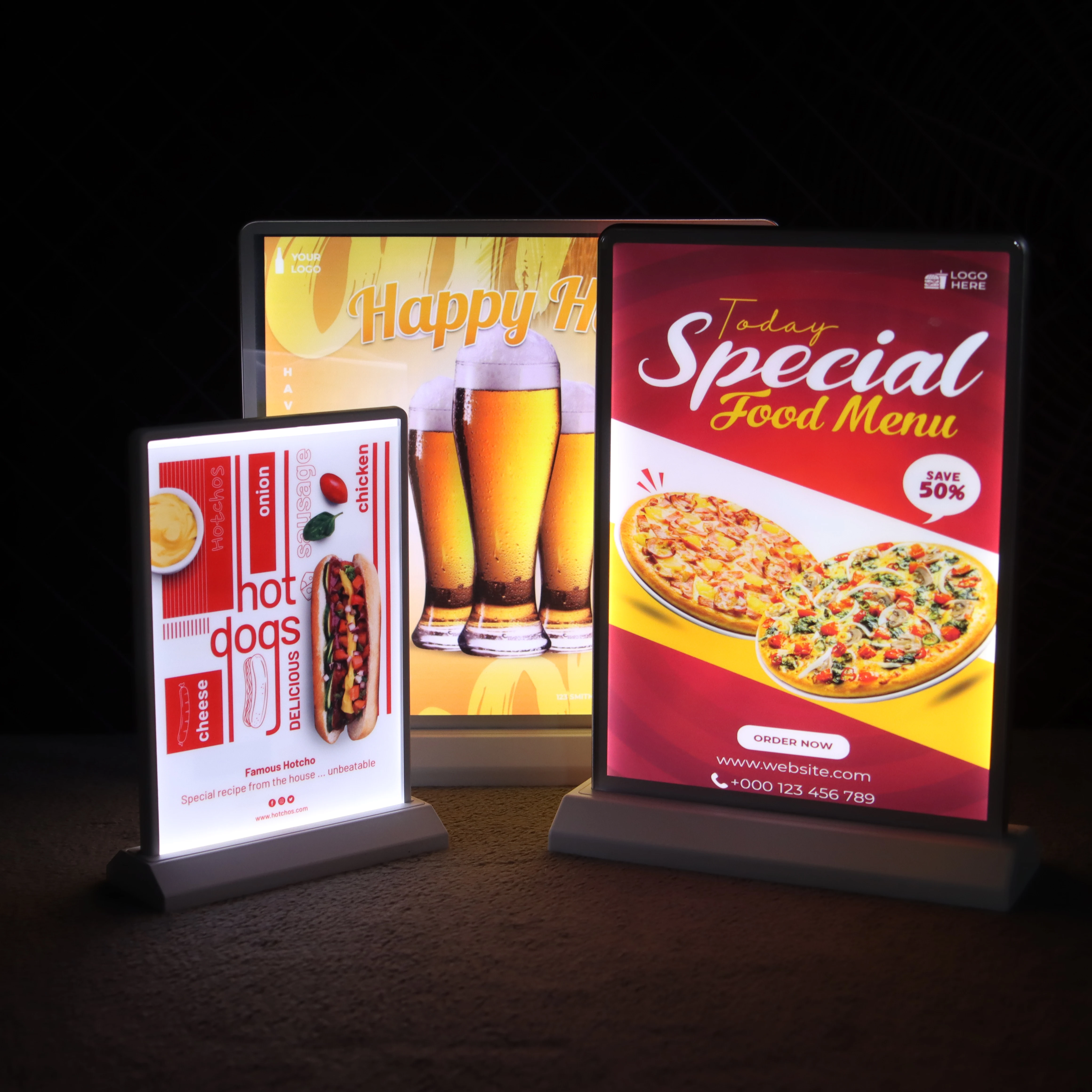 Menus Display Holder Stand A4 A5 Custom Poster Film LED Light Advertising Box Frame For Restaurant Shop Wall Mounted Billboard