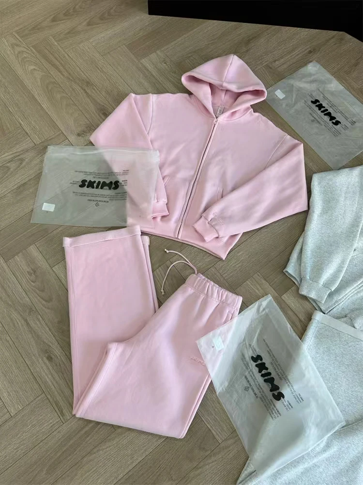 Kardaian inverno fce zíper hoodie jaet conjunto feminino casual esportes moletom longo sve casaco com capuz commute sle