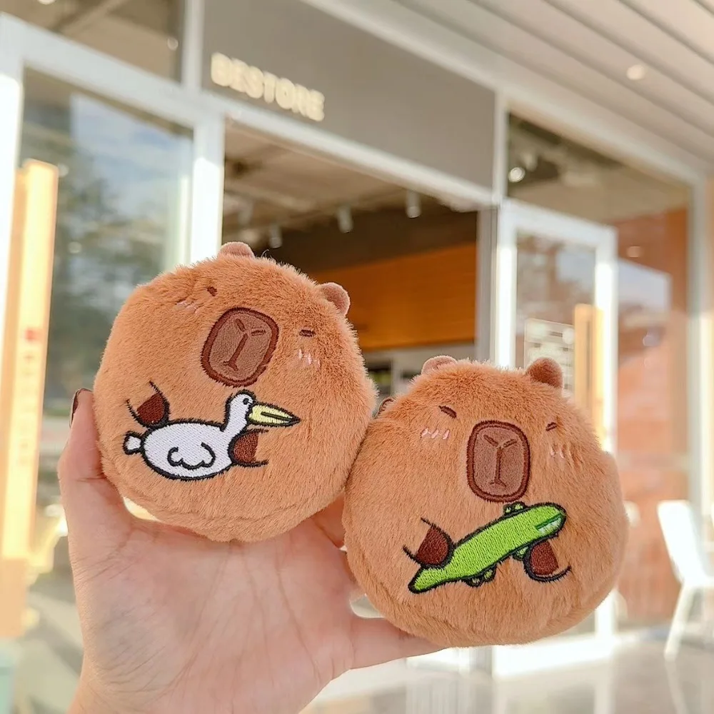 Модный полипропиленовый хлопковый кошелек с капибарой, круглый портативный кошелек с мультяшными животными, сумка на молнии, мини-сумка с подвеской