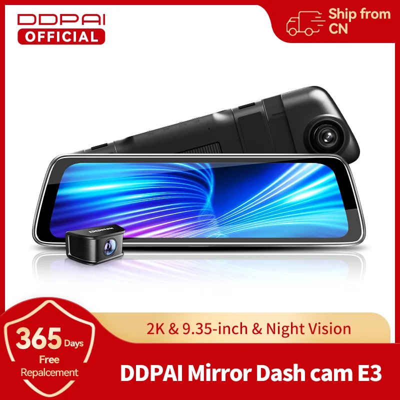 

DDPAI Mola E3 9.35'' rearview camera Mirror Dashcam 2K Car Dash Camera Front and Rear Dual-Channel HDR Voice Control 24H Park