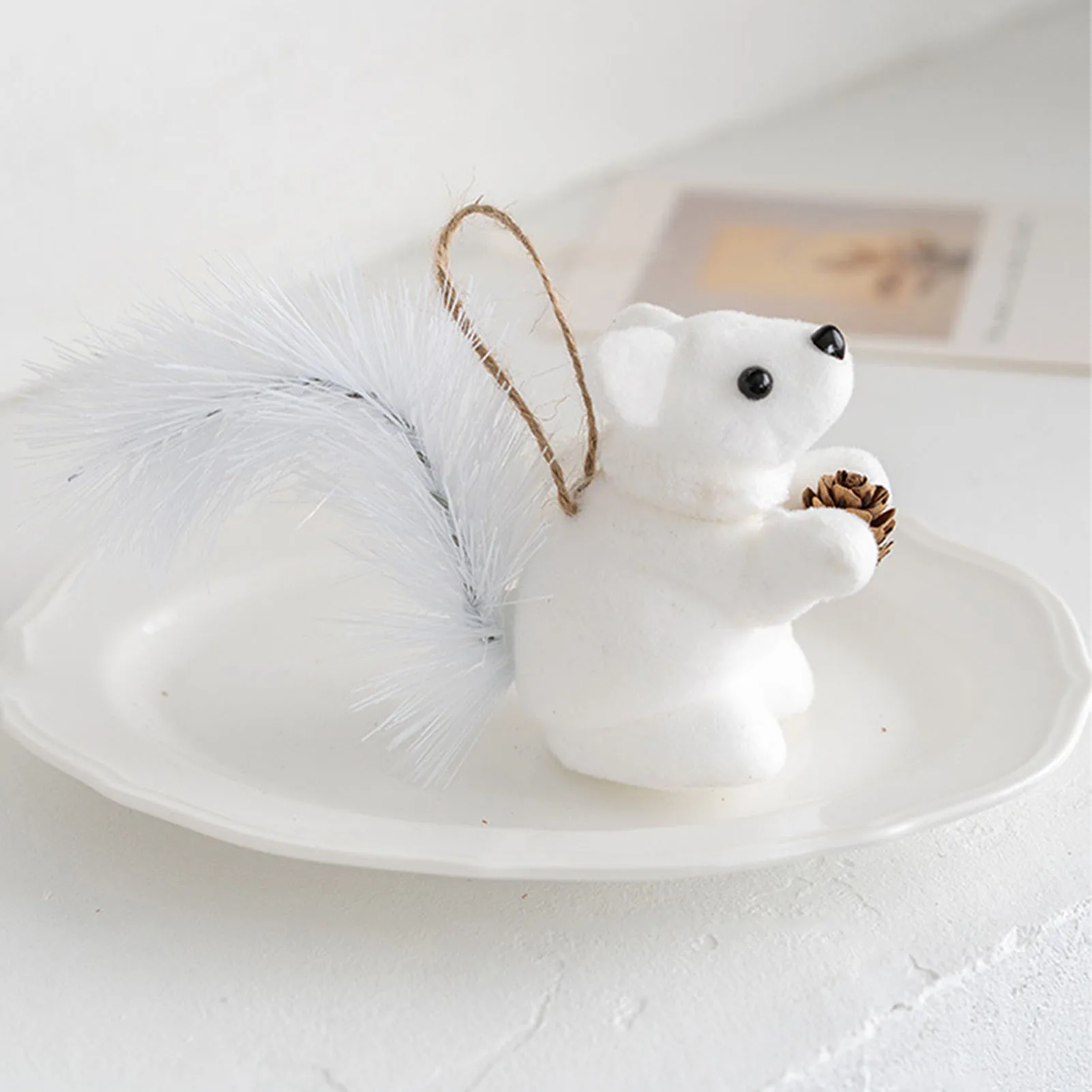 Squirrel Christmas Ornaments Flocking Simulation Squirrel Ornaments Gift for Friends Family Members