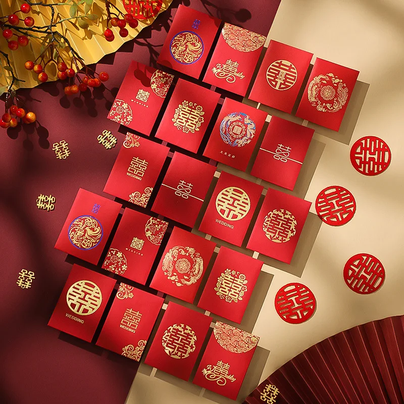 100pcs Red Envelopes Luck Money Bag Wedding Pocket Children Gifts Red Bags Traditional Gift Money Envelopes Lucky Money Bag