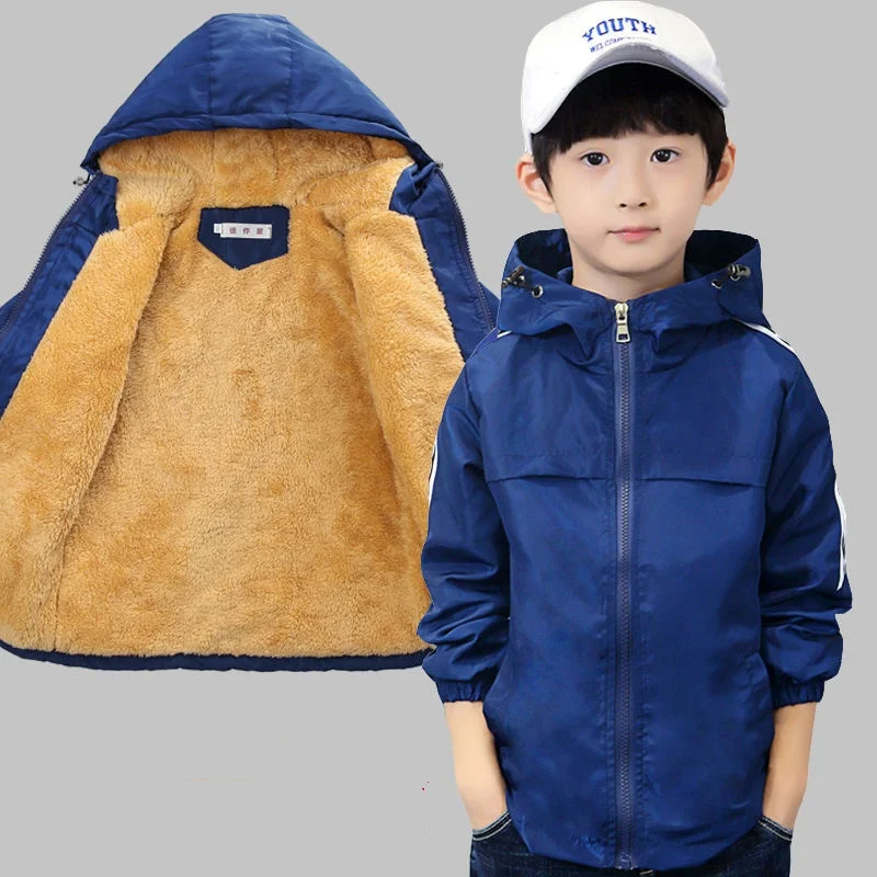 Boys Coat Jacket Cotton Windbreak 2024 Furs Warm Plus Thicken Spring Autumn High Quality Children\'s Clothing